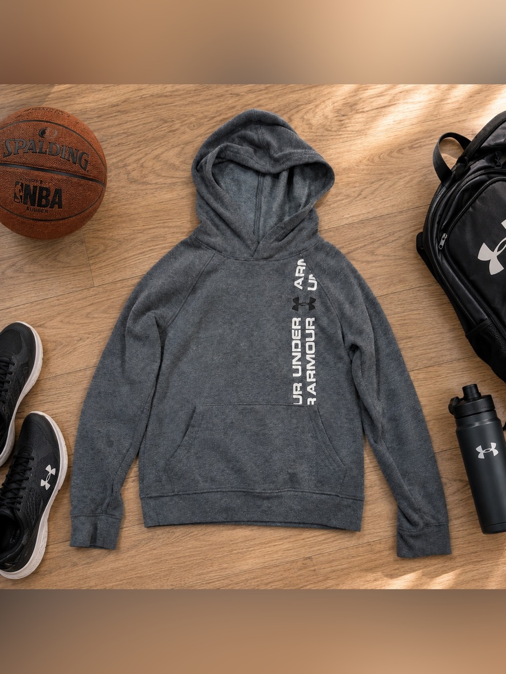 Under Armour Boys ColdGear Gray Fleece Pullover Hoodie